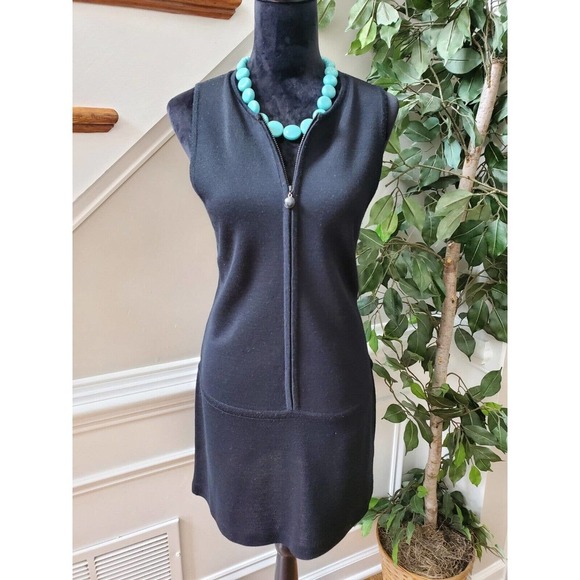 Jacqueline Ferrar Women's Black Acrylic Front Zip Sleeveless Sweater Size Medium - Picture 1 of 10